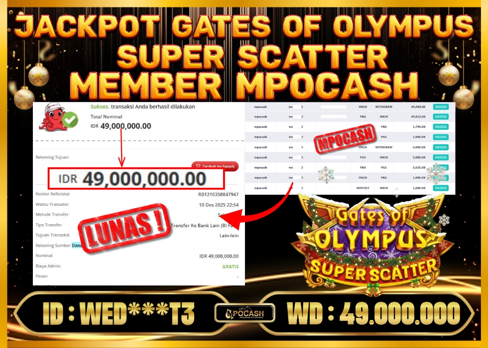 MPOCASH JACKPOT GATES OF OLYMPUS SUPER SCATTER